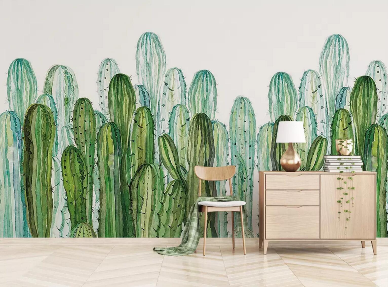 3D Painted Cactus WC595 Wall Murals