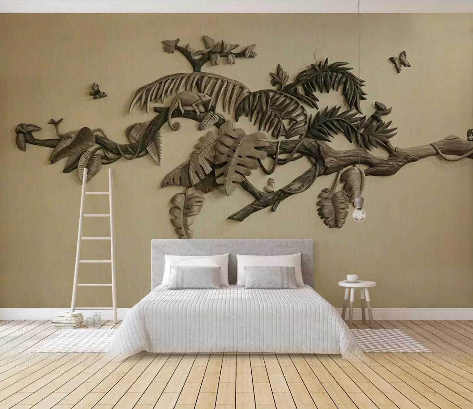 3D Embossed Leaves WC617 Wall Murals