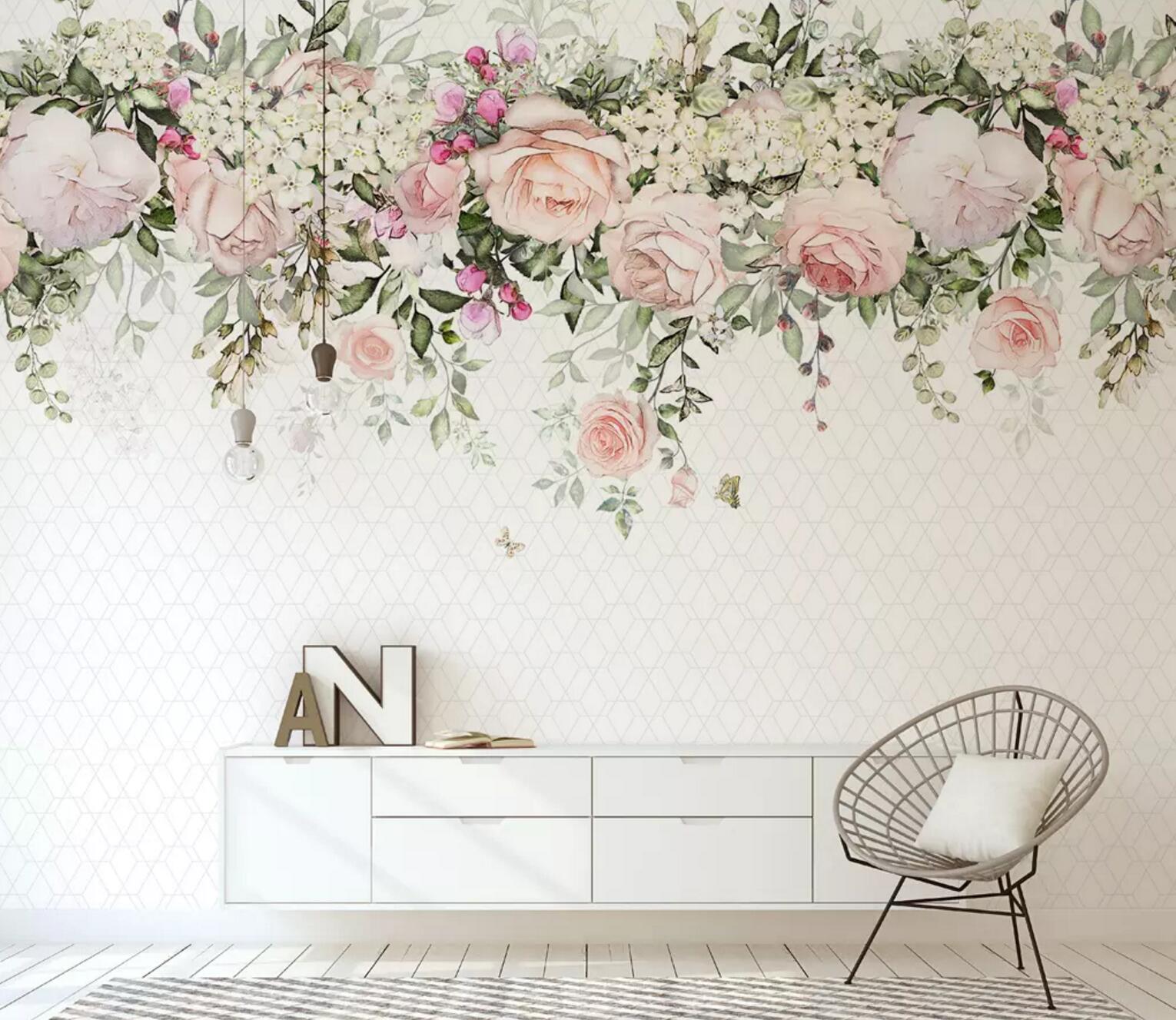 3D Pink Rose WC797 Wall Murals