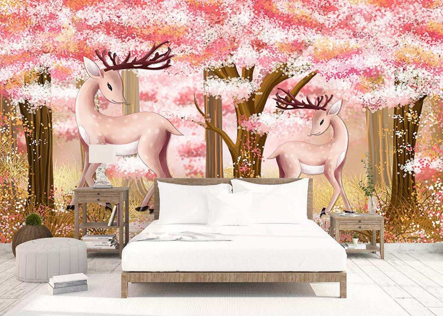 3D Fawn Flower WC592 Wall Murals