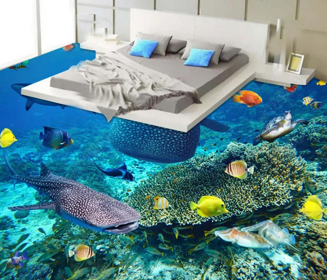 3D Sea Fish 095 Floor Mural  Self-Adhesive Sticker Bathroom Non-slip Waterproof Flooring Murals