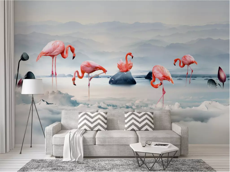 3D Pink Flamingo 2088 Wall Murals