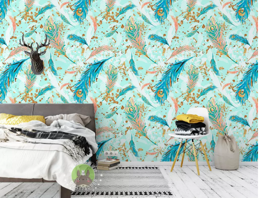 3D Blue Feather 2036 Wall Murals