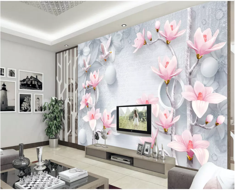 3D Pink Magnolia Flower 2072 Wall Murals