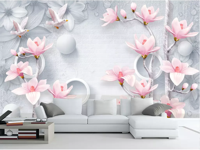 3D Pink Magnolia Flower 2072 Wall Murals