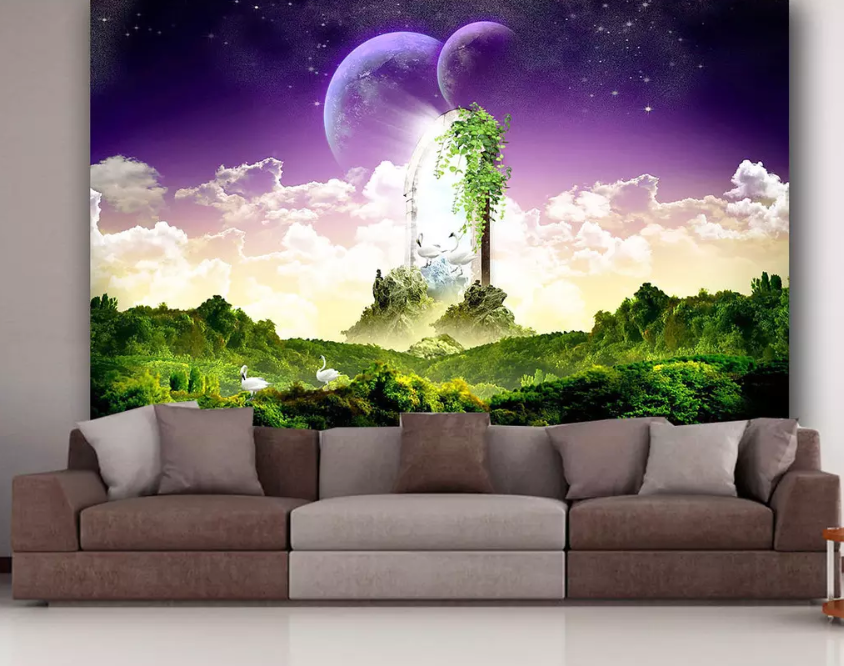 3D Moon Woods Swan 1197 Wallpaper AJ Wallpaper 2 