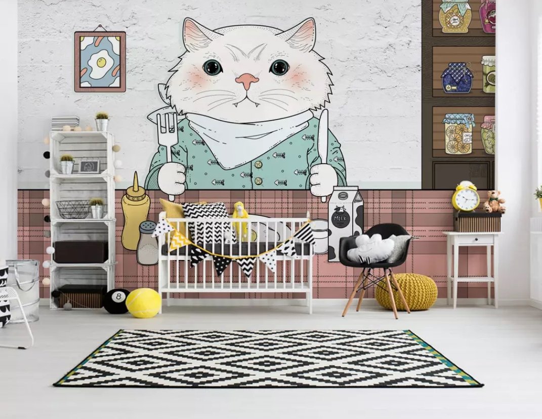 3D White Cat 542 Wall Murals Wallpaper AJ Wallpaper 2 