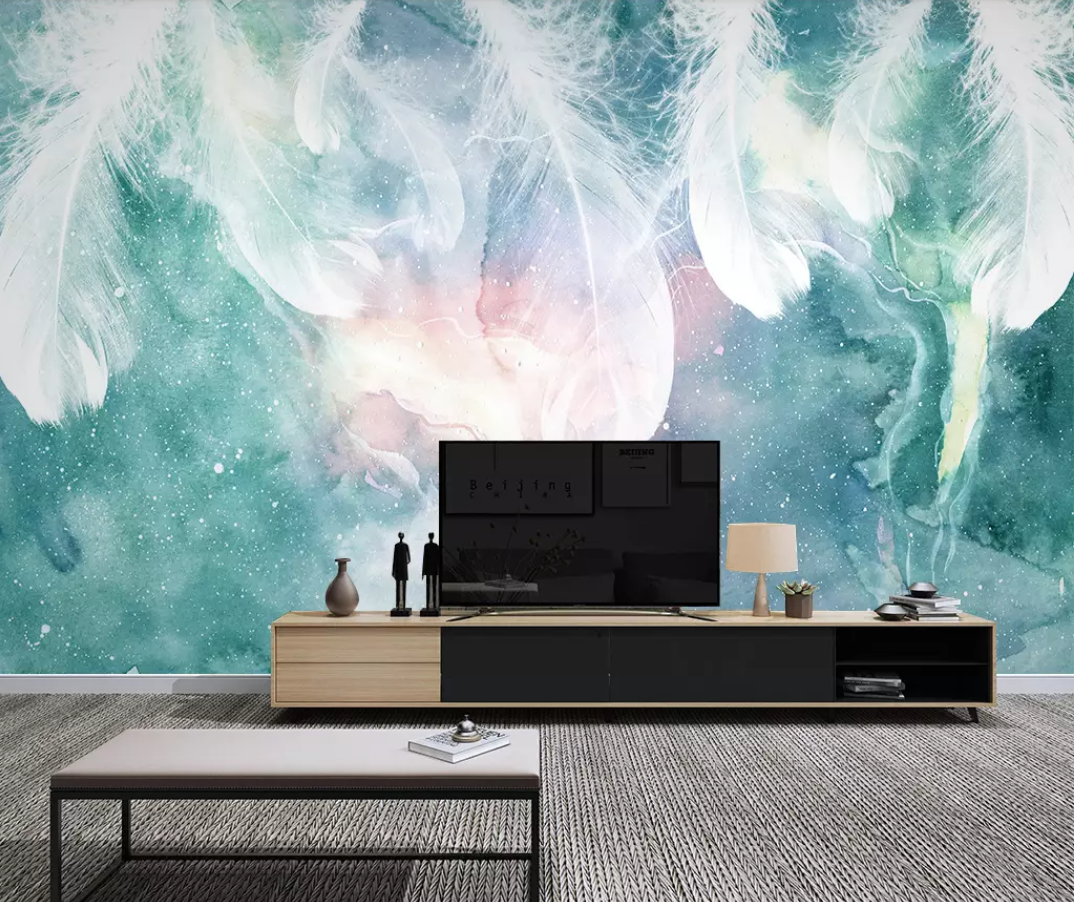 3D White Feather WG955 Wall Murals