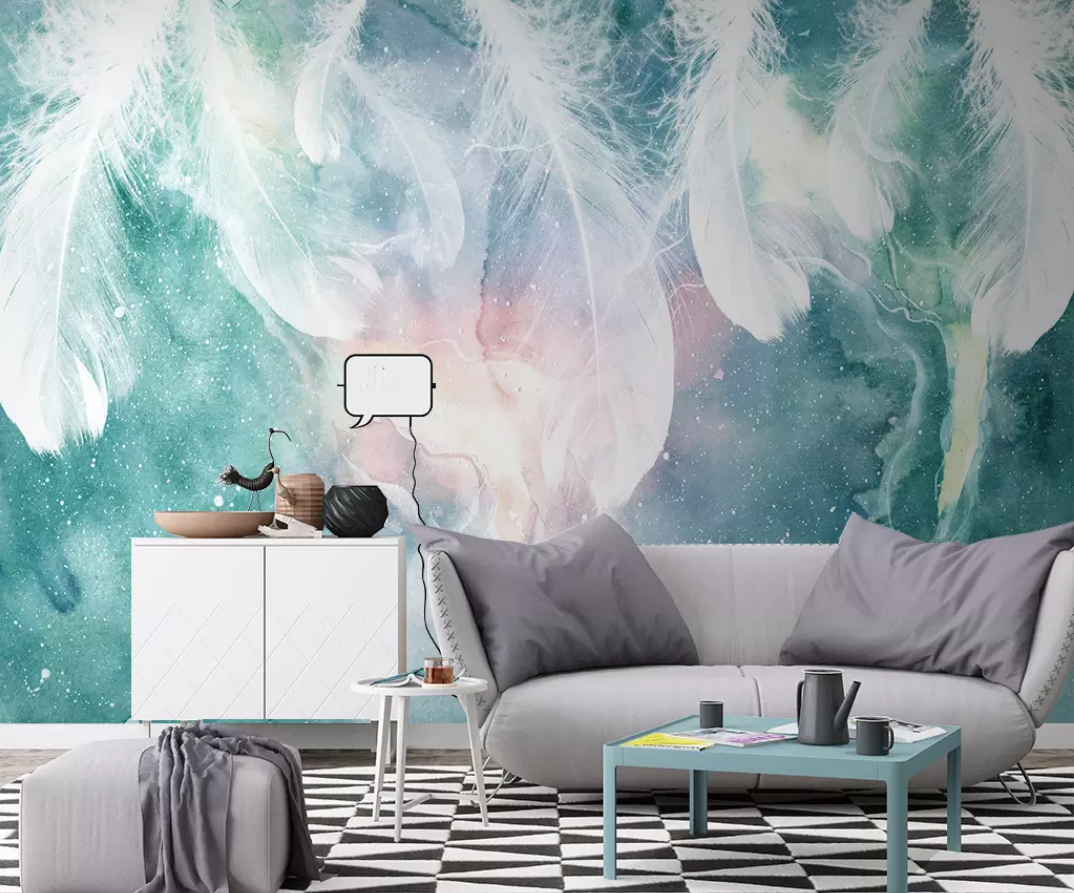 3D White Feather WG955 Wall Murals