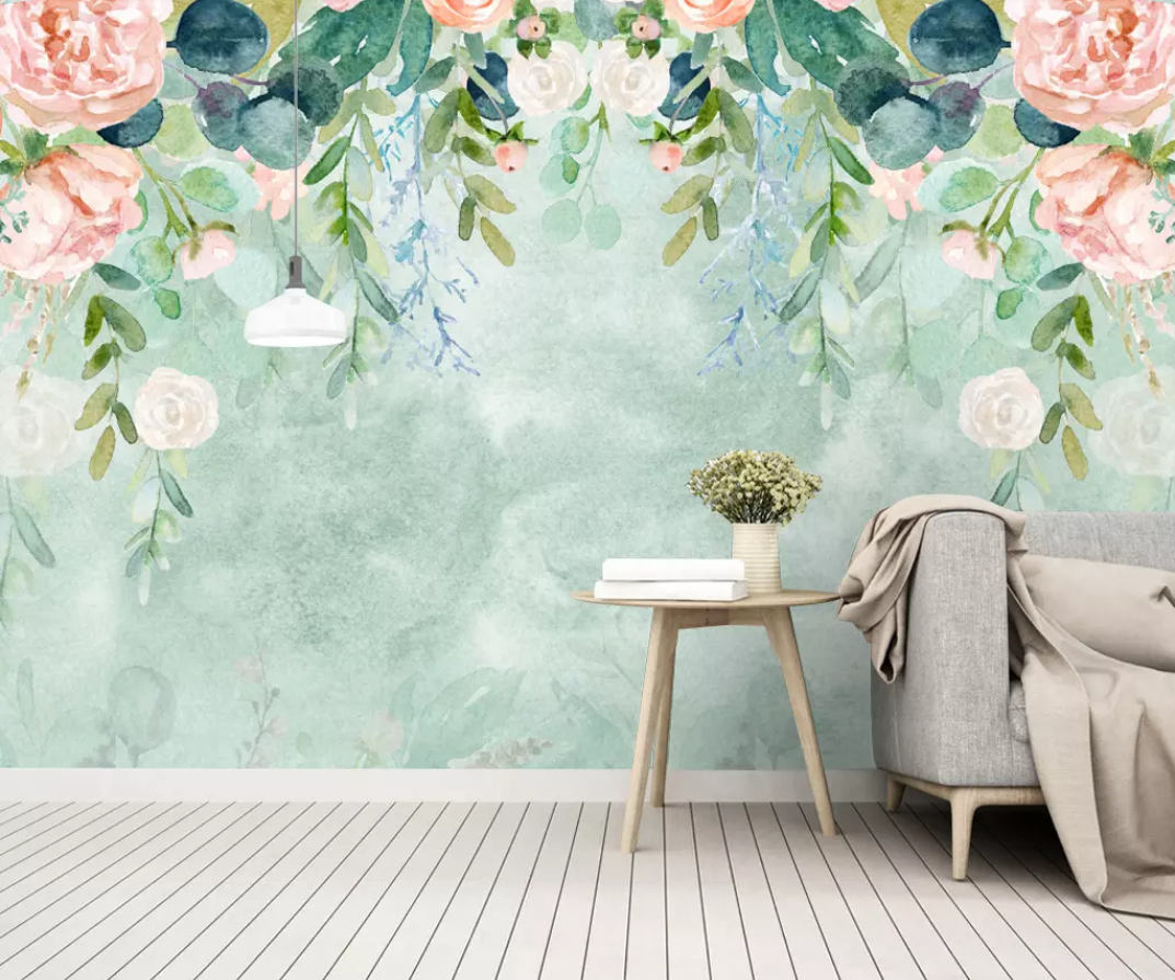 3D Water Ink Flower WG857 Wall Murals