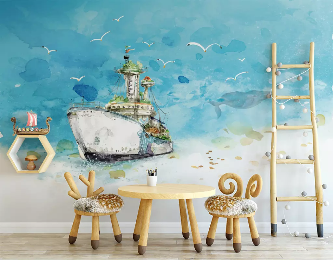 3D Ship Seagull WG785 Wall Murals