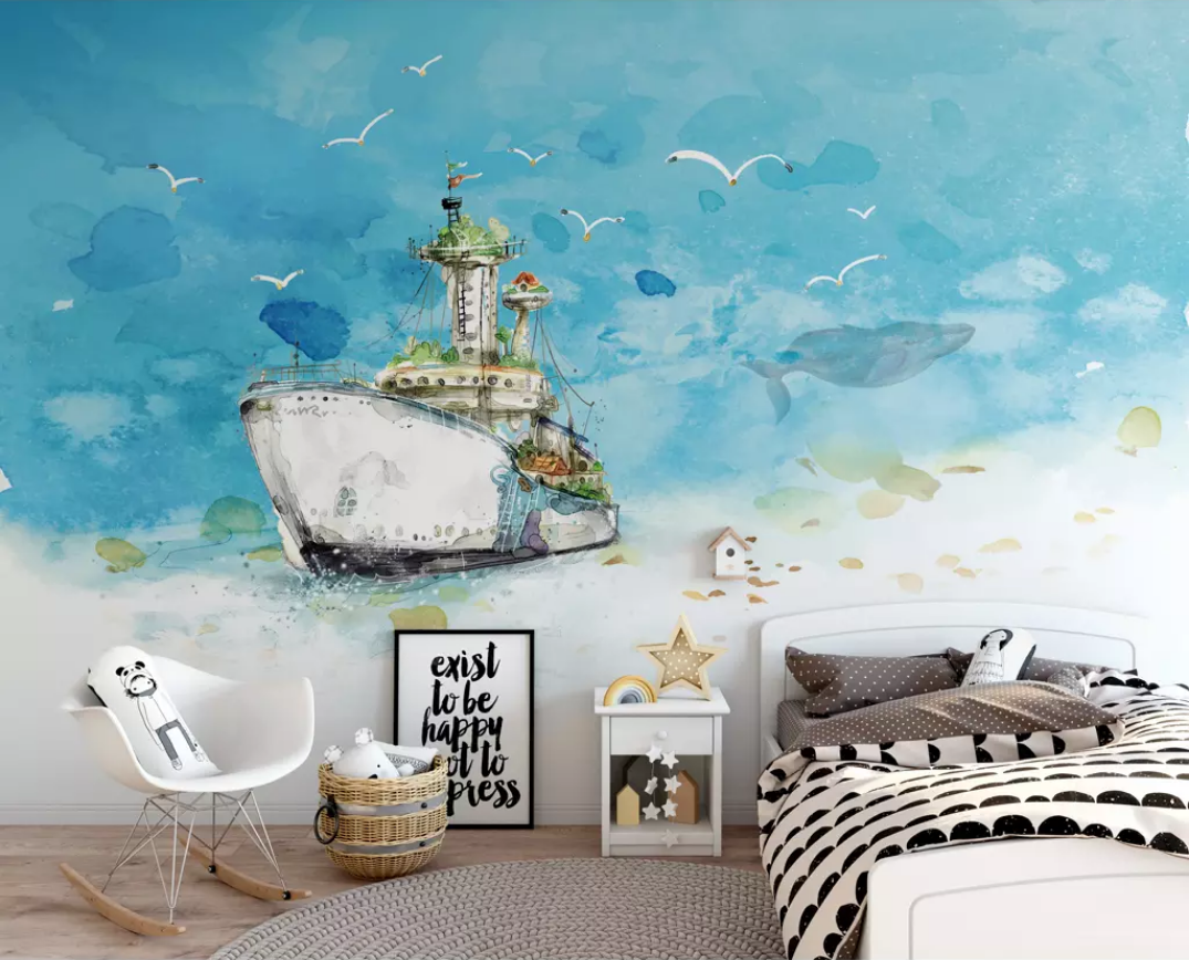 3D Ship Seagull WG785 Wall Murals