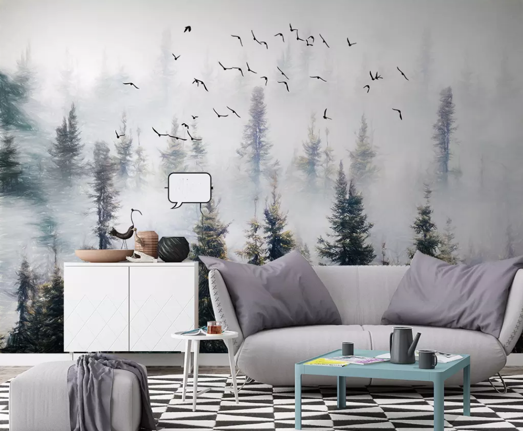 3D Cypress Tree Fog WG931 Wall Murals