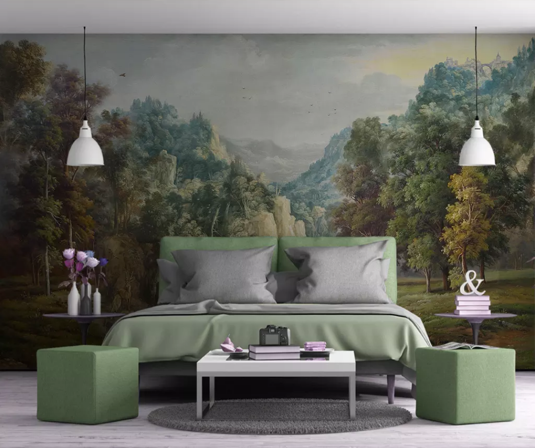 3D Deer River Forest WG836 Wall Murals