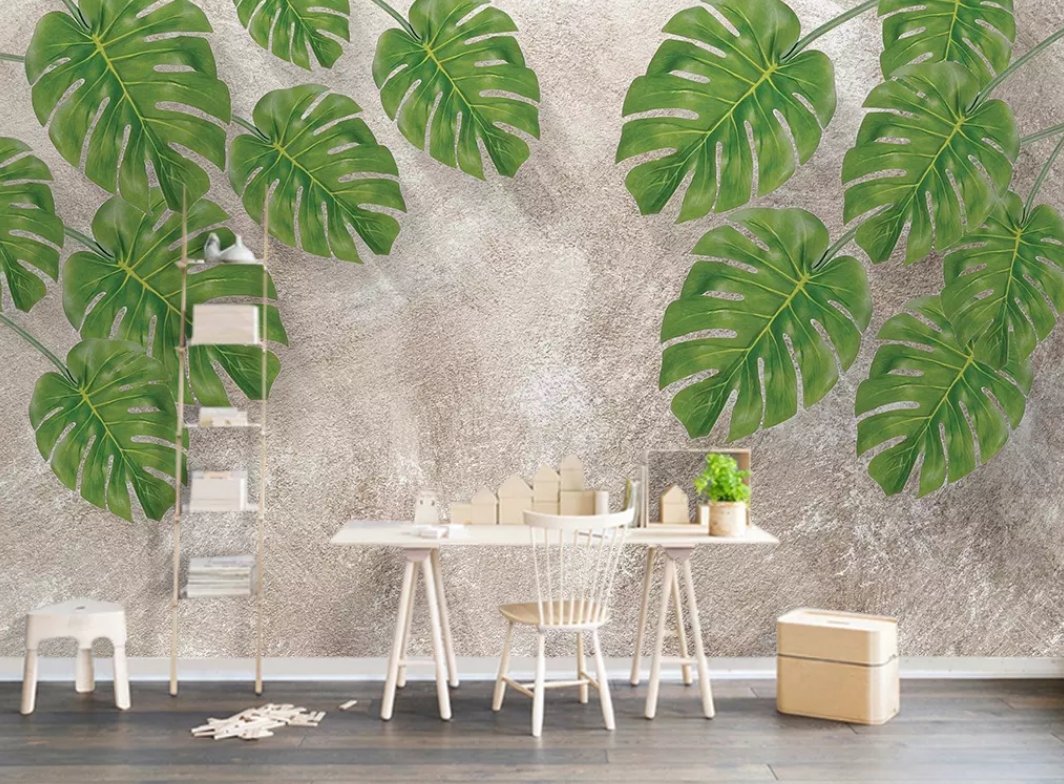 3D Green Leaf 445 Wall Murals Wallpaper AJ Wallpaper 2 