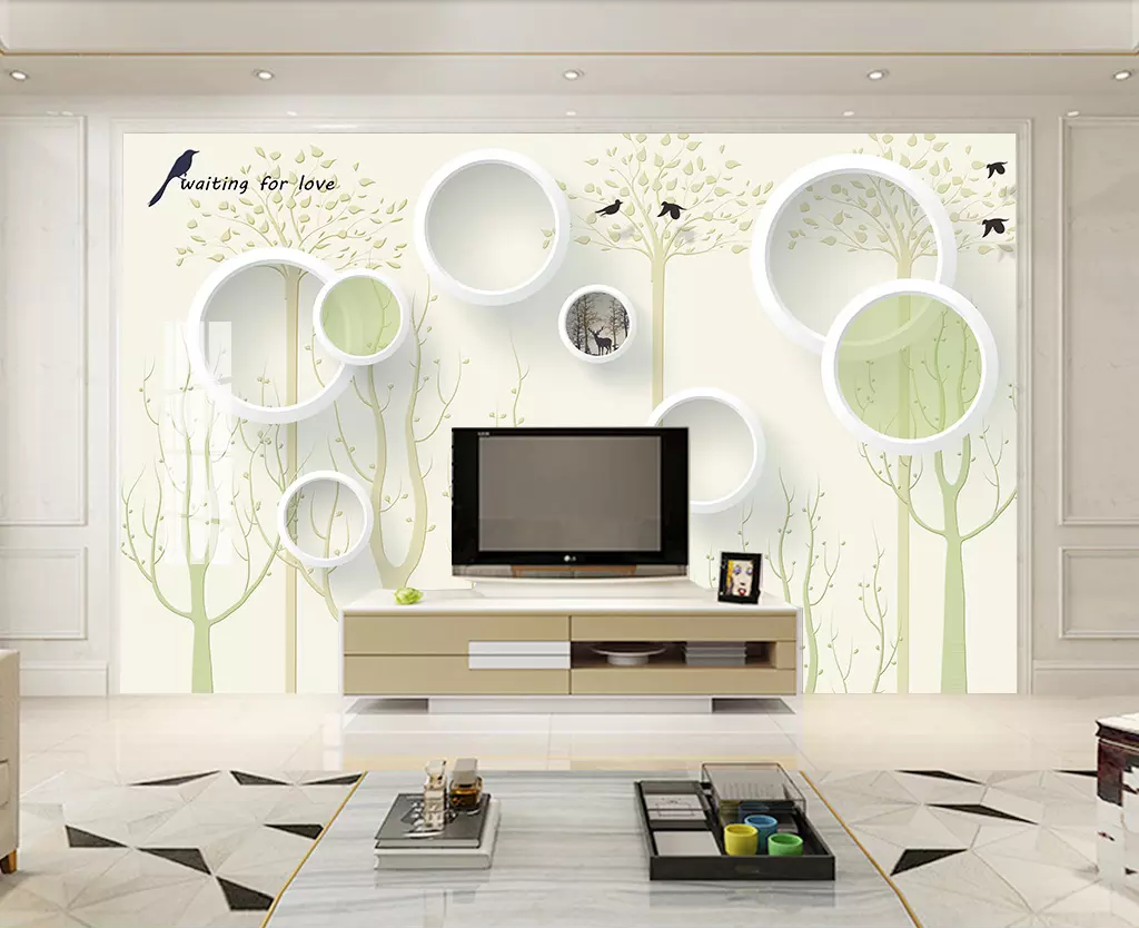 3D Tree Black Bird WG1210 Wall Murals