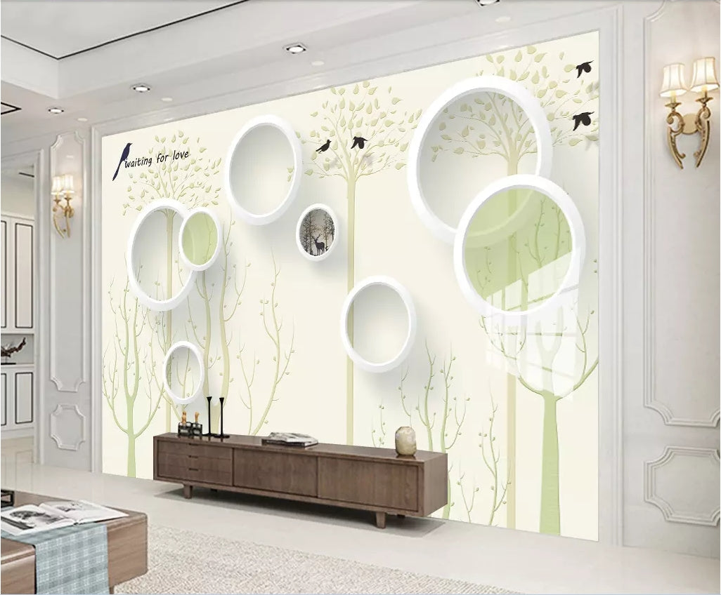 3D Round Tree WC22 Wall Murals Wallpaper AJ Wallpaper 2 