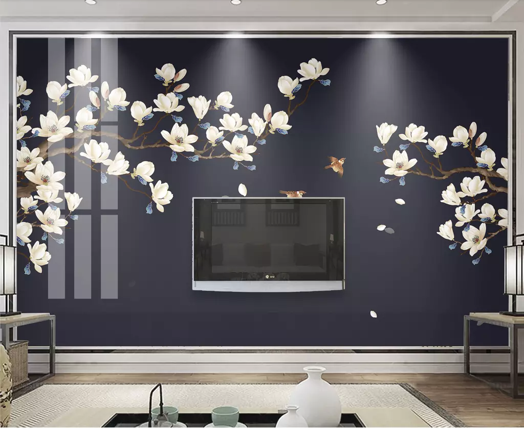 3D Bird White Plum WG1192 Wall Murals