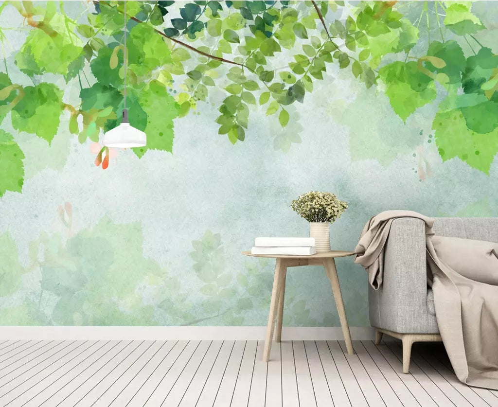 3D Green Leaf WC15 Wall Murals Wallpaper AJ Wallpaper 2 