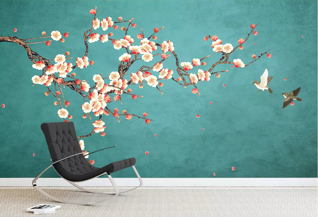 3D Bird Red Plum WG1267 Wall Murals