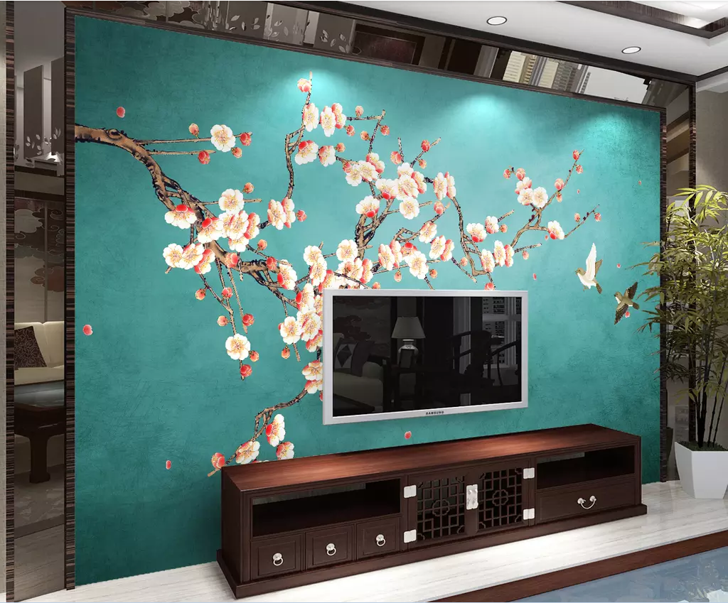 3D Bird Red Plum WG1267 Wall Murals