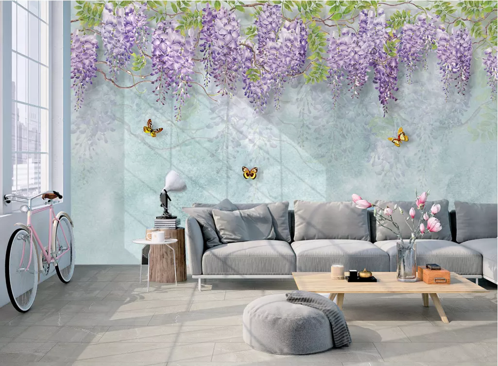 3D Wisteria Leaves WG1195 Wall Murals