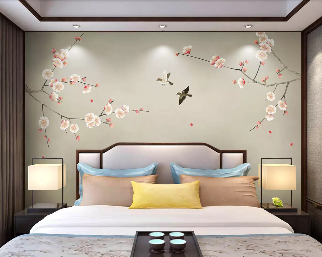 3D Plum Petal Bird WG1218 Wall Murals