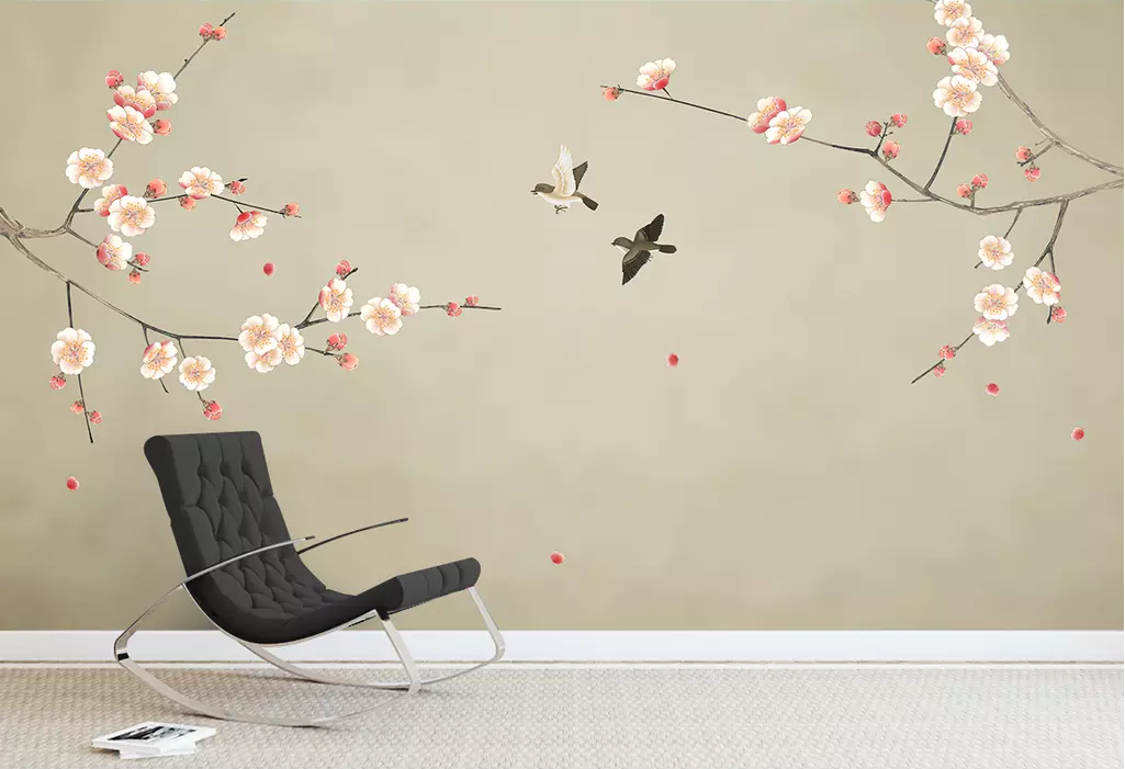 3D Plum Petal Bird WG1218 Wall Murals