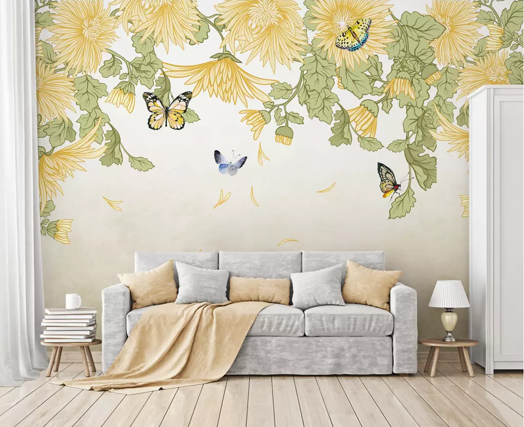 3D Butterfly Daisy WG1263 Wall Murals