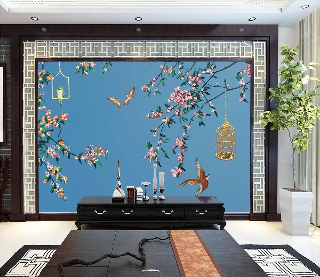 3D Birdcage Flower WG1246 Wall Murals