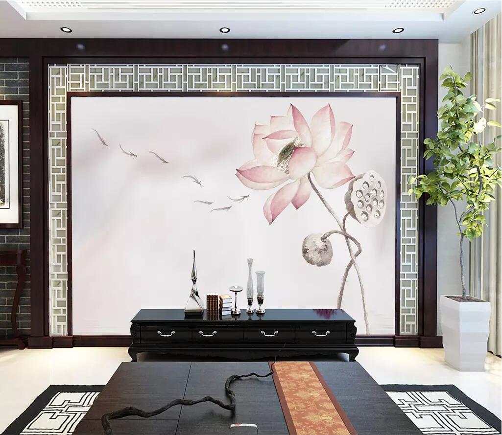 3D Lotus Goldfish WG1237 Wall Murals