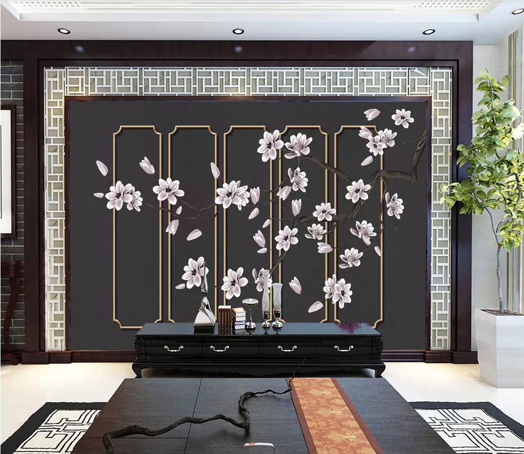 3D White Plum Petals WG1230 Wall Murals