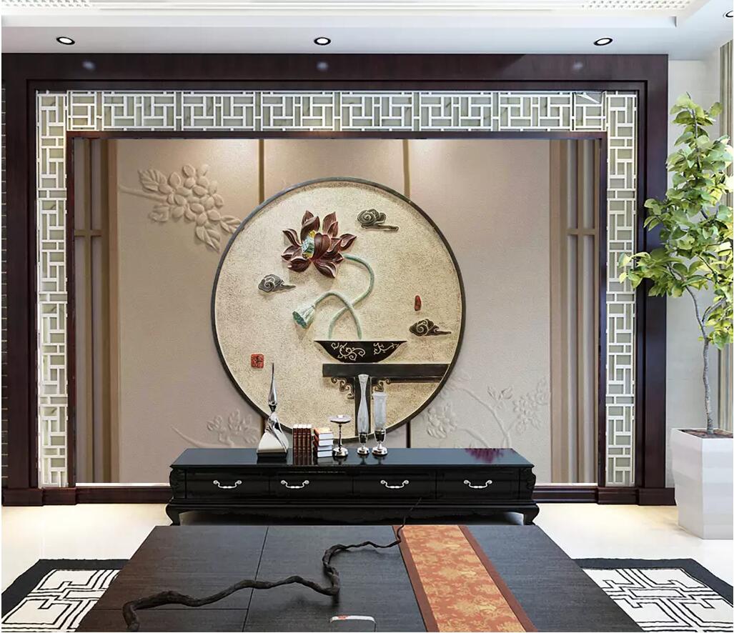 3D Fan Lotus WG1227 Wall Murals