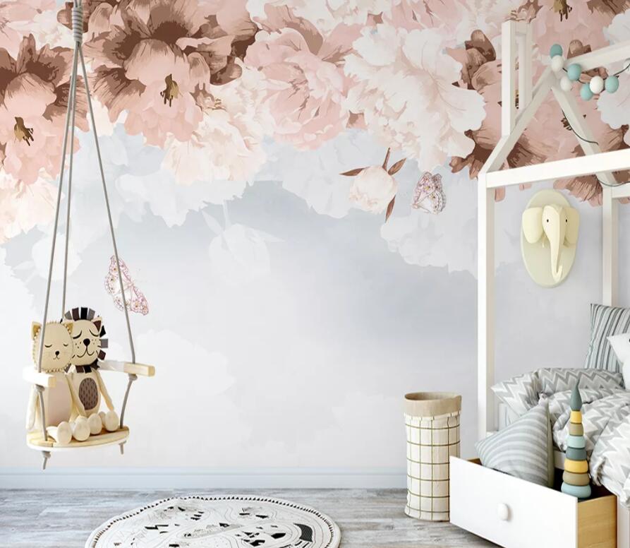 3D Butterfly Peony WG1170 Wall Murals