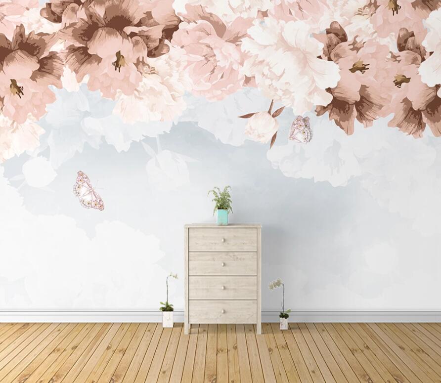 3D Butterfly Peony WG1170 Wall Murals