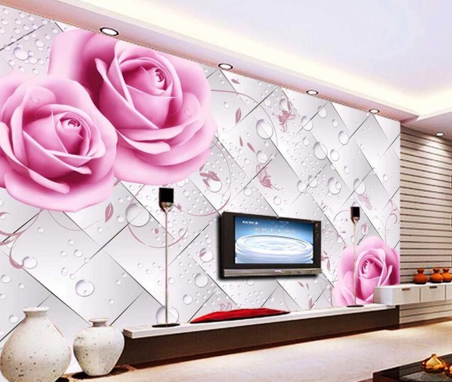 3D Pink Rose WG485 Wall Murals