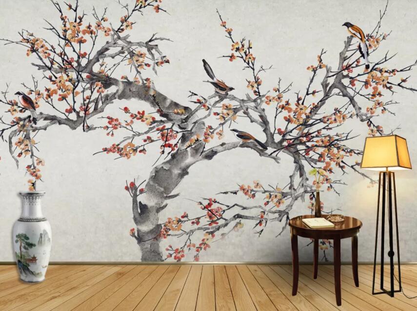 3D Plum Bird WG605 Wall Murals