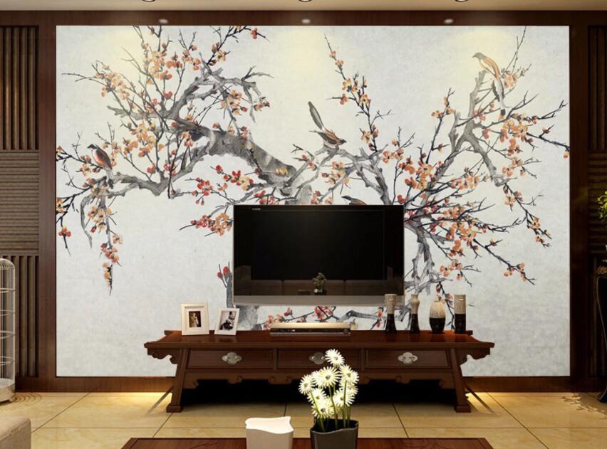 3D Plum Bird WG605 Wall Murals