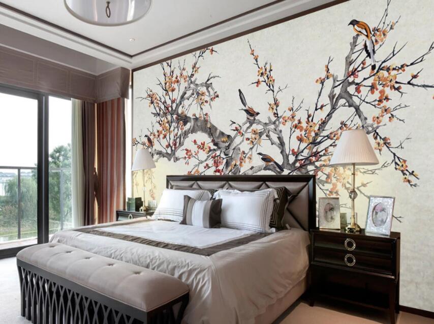 3D Plum Bird WG605 Wall Murals