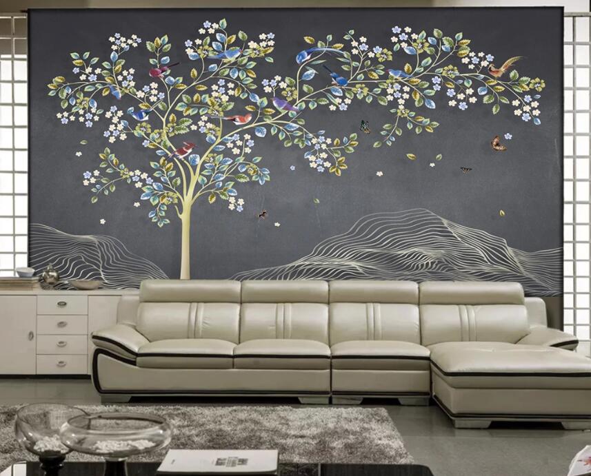 3D Flower Tree Bird WG1014 Wall Murals