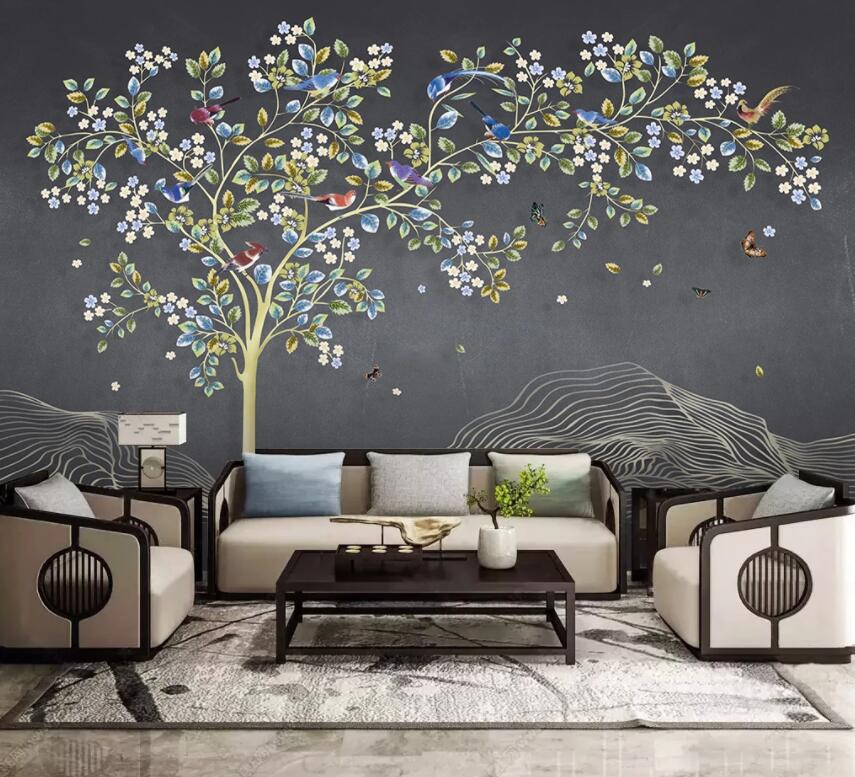 3D Flower Tree Bird WG1014 Wall Murals