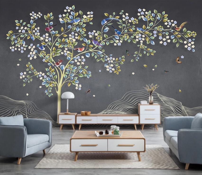 3D Flower Tree Bird WG1014 Wall Murals