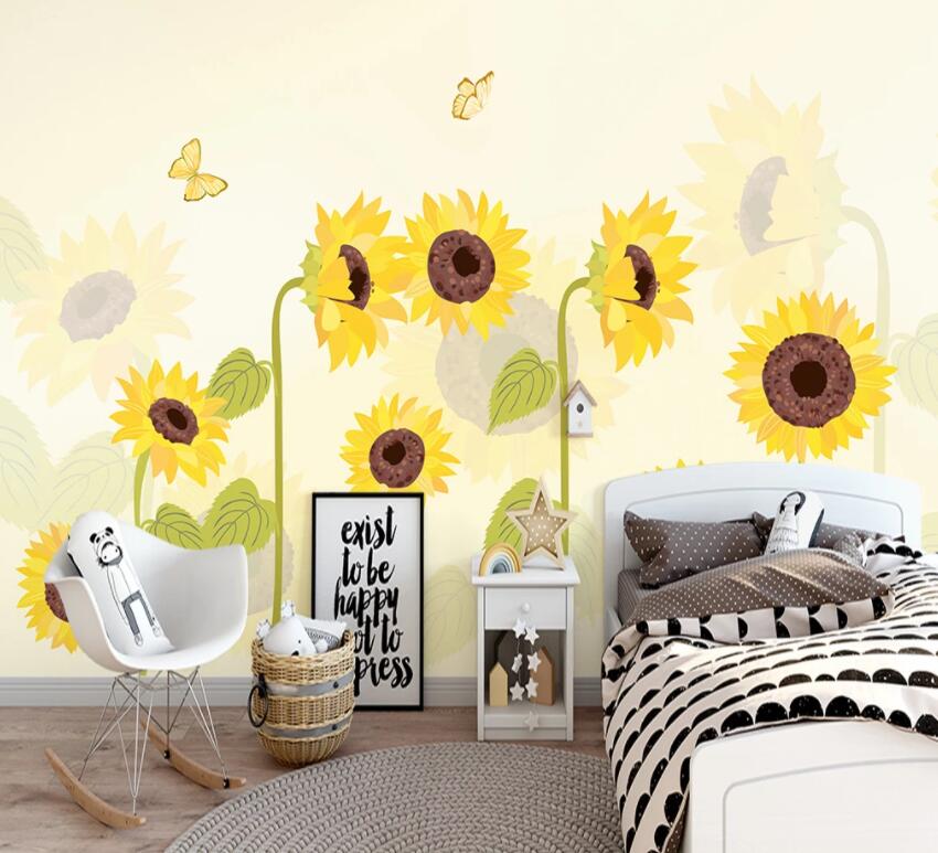 3D Sunflower Sun WG938 Wall Murals