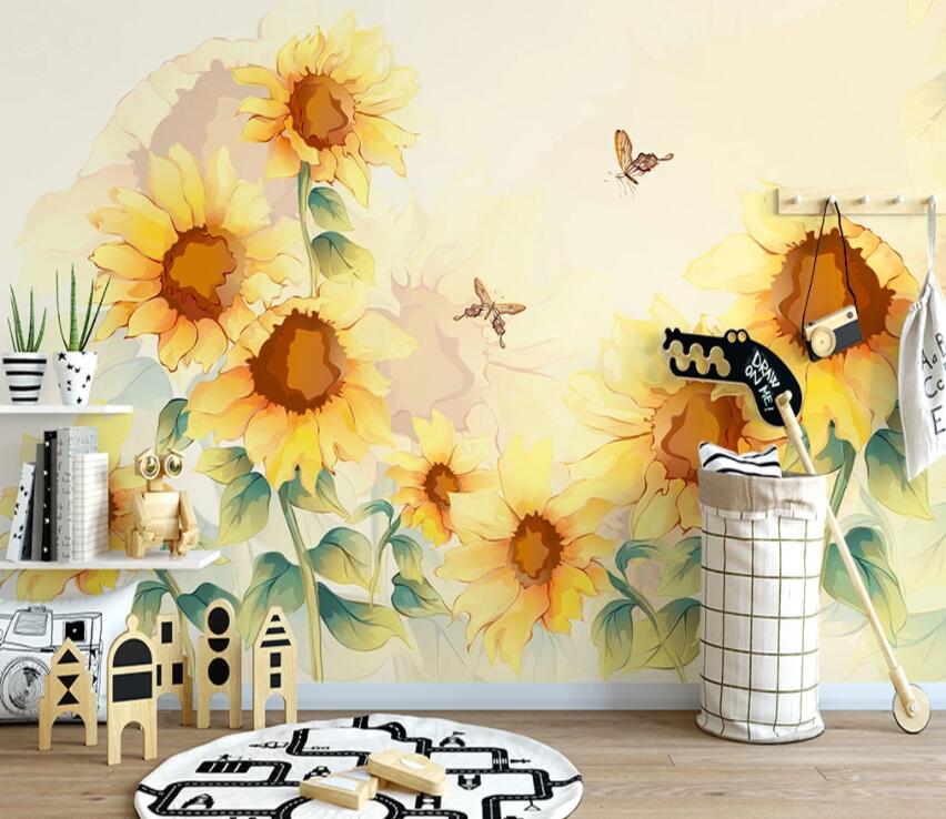 3D Sunflower Doodle WG937 Wall Murals