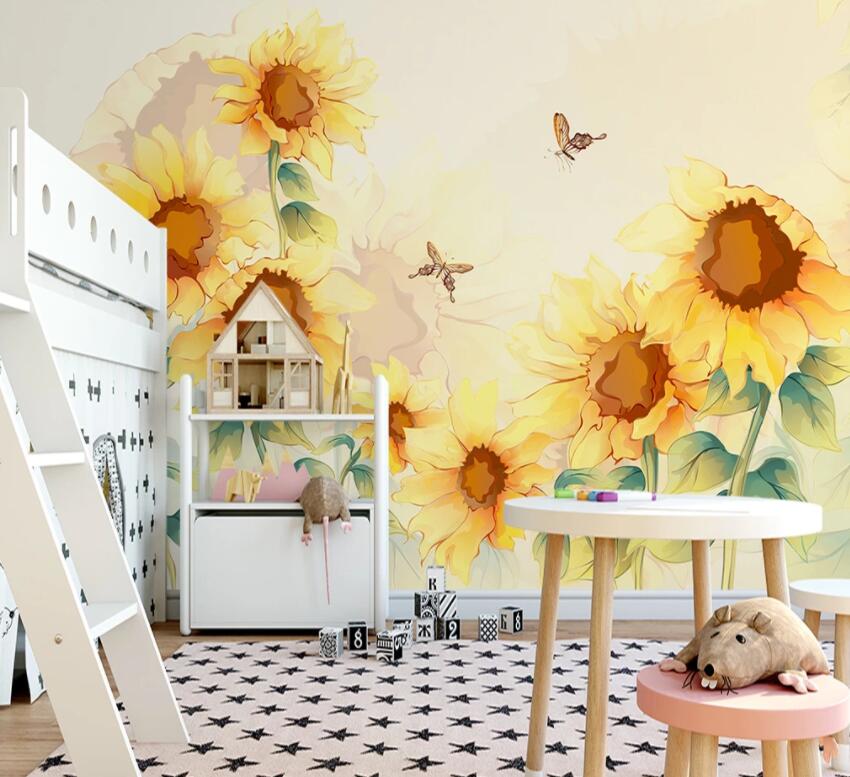 3D Sunflower Doodle WG937 Wall Murals