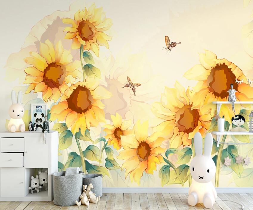 3D Sunflower Doodle WG937 Wall Murals