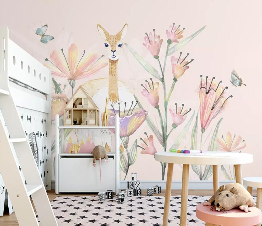 3D Fawn Flower WC34 Wall Murals Wallpaper AJ Wallpaper 2 