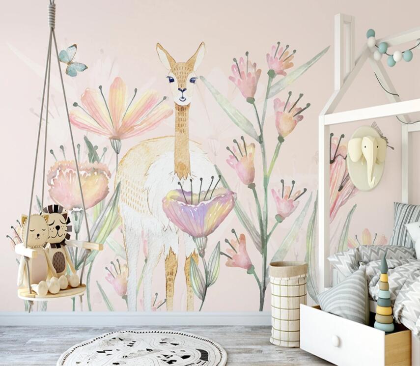 3D Fawn Flower WC34 Wall Murals Wallpaper AJ Wallpaper 2 