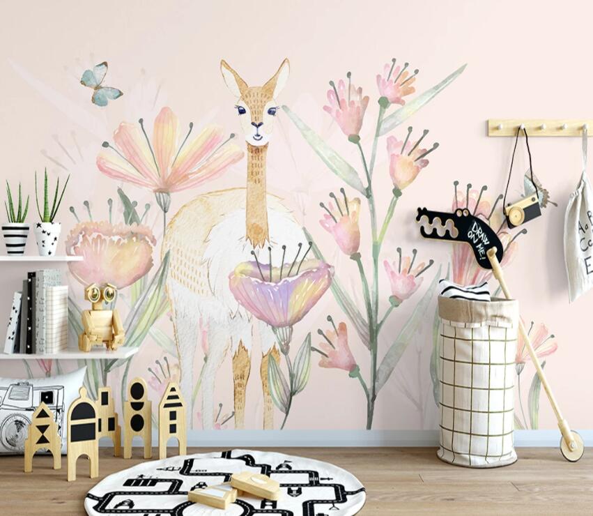 3D Giraffe Flower WG934 Wall Murals