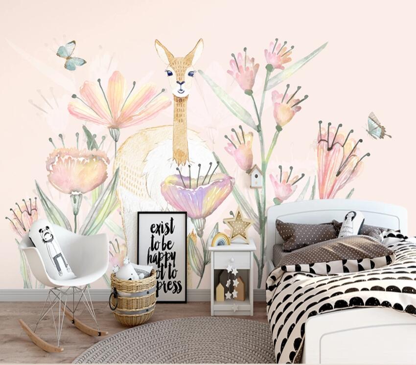 3D Giraffe Flower WG934 Wall Murals